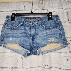 Rag & Bone Womens Moss Wash Mila Distressed Cutoff Denim Jean Shorts Size 25